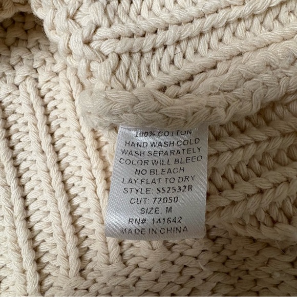 She + Sky Womens Cozy Cream Cotton Sweater Medium - Picture 9 of 11